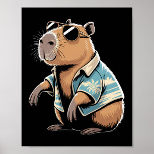 Poster Ilustração em Cartoon de Fã de Futebol Capivara