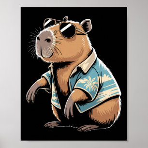 Poster Ilustração em Cartoon de Fã de Futebol Capivara _1