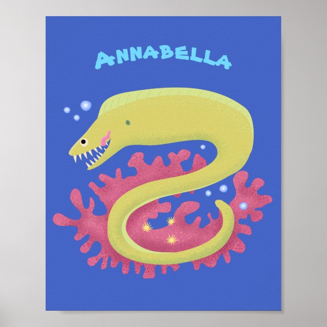 Poster Ilustração engraçada de desenho animado de enguia  (Frente)