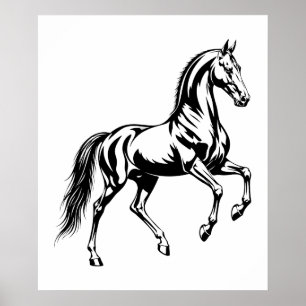 Poster Ilustração Estilizada do Cavalo Akhal-Teke Elegant