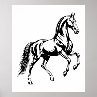 Poster Ilustração Estilizada do Cavalo Akhal-Teke Elegant