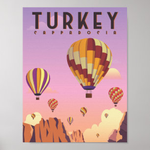 Poster Ilustração Famosa de Viagem da Cappadocia Turca