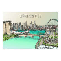 Ilustração Famosa do Local da Cidade de Singapura
