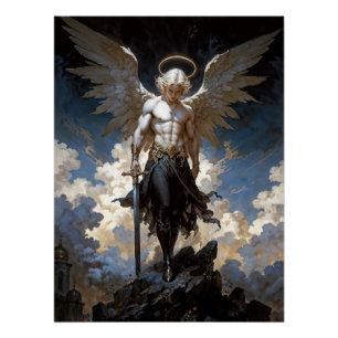 Pôster Ilustração Fantasia do Arcanjo Miguel