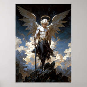Poster Ilustração Fantástica do Arcanjo Miguel