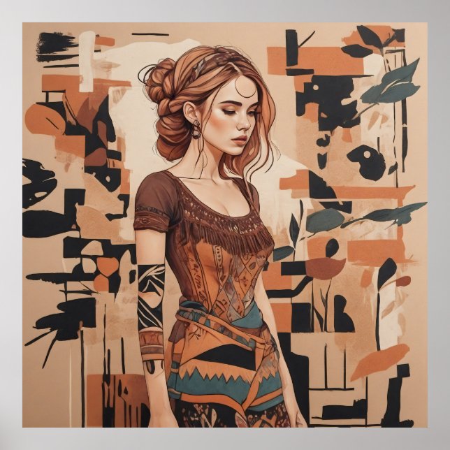 Poster Ilustração Feminina da Boêmia (Frente)