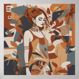 Poster Ilustração Feminina da Boêmia -