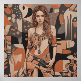 Poster Ilustração Feminina da Boêmia