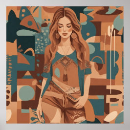 Poster Ilustração Feminina da Boêmia