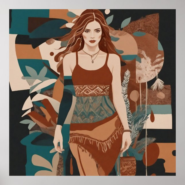 Poster Ilustração Feminina da Boêmia (Frente)