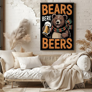 Poster Ilustração Festiva Bears Bere Beers