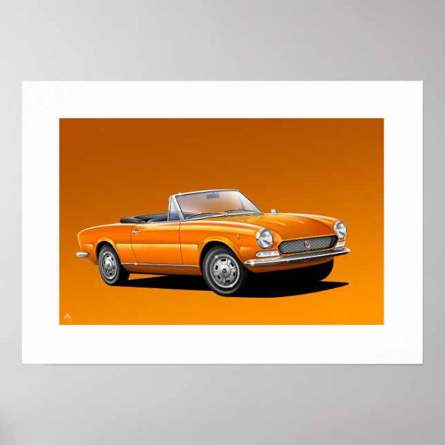 Pôster Ilustração Fiat 124 Spider (Frente)