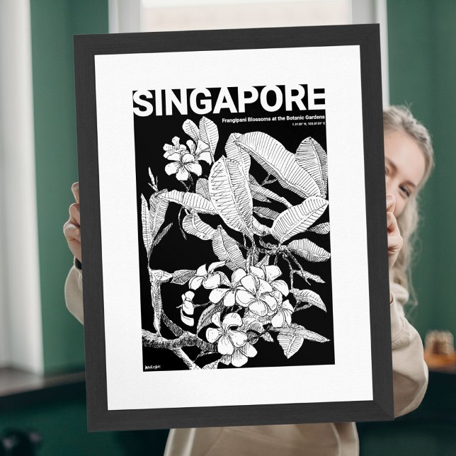 Poster Ilustração Floral Beijo de Flor Silvestre Boho (Boho Wall Art Asian Floral Blossoms Travel Sketch)