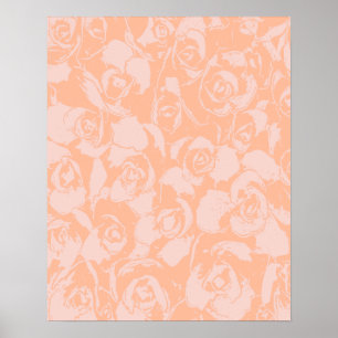 Poster Ilustração floral cor-de-rosa coral botânica