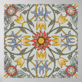 Poster Ilustração Floral do Círculo Floral de William Mor