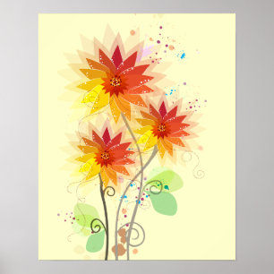 Pôster Ilustração floral moderna