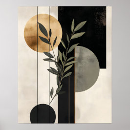 Poster Ilustração Geométrica Botânica Boho