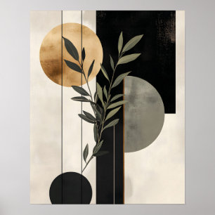 Poster Ilustração Geométrica Botânica Boho