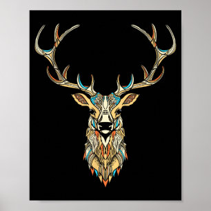 Poster Ilustração Gráfica Artística da Cabeça do Alce _ R
