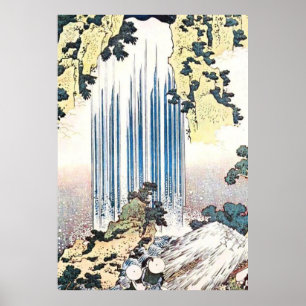 Pôster Ilustração japonesa da cachoeira