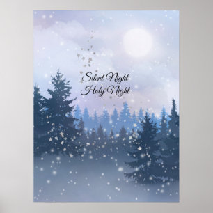 Poster Ilustração Mágica de inverno da Noite Silencios