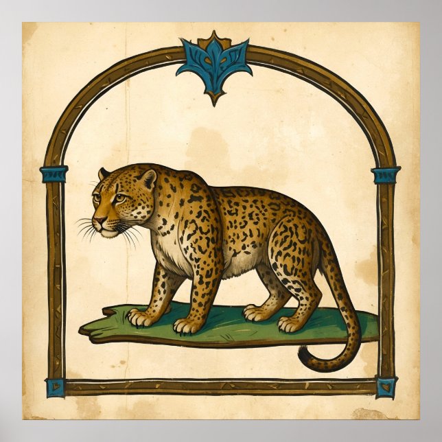 Poster Ilustração Medieval do Leopardo (Frente)