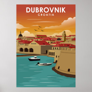 Poster Ilustração Mínima do Viagem Dubrovnik na Croácia