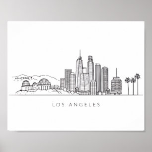 Poster Ilustração Minimalista do Horizonte de Los Angeles