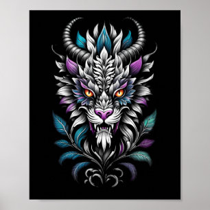 Poster Ilustração Mística da Besta - Dragão de Olhos Quei