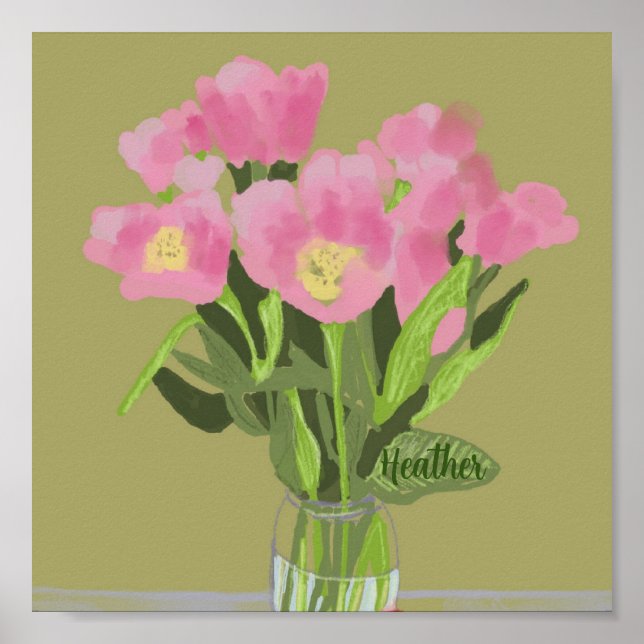 Poster Ilustração Moderna da Flor da Tulipa de Arte bonit (Frente)