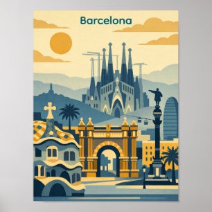 Poster Ilustração Moderna da Sagrada Família de Barcelona