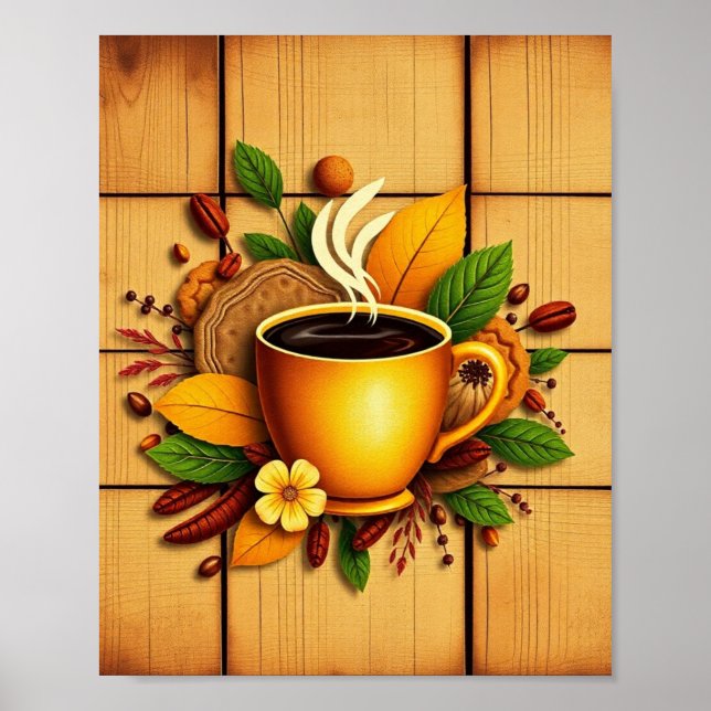 Poster Ilustração Moderna de Café (Frente)