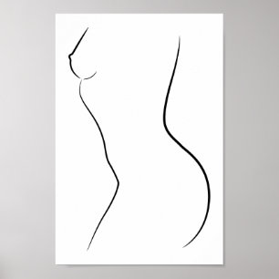Poster Ilustração Moderna de Corpo de Mulher de Arte de