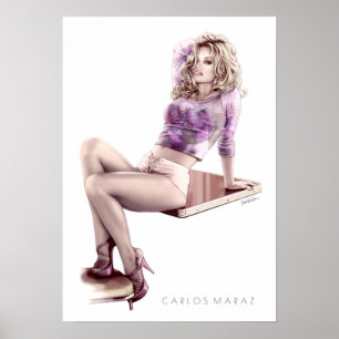 Pôster Ilustração Moderna de Menina Pin-Up