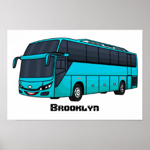 Poster Ilustração moderna do desenho animado do ônibus