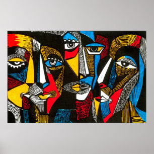 Poster Ilustração moderna no estilo de linocut. Argumento