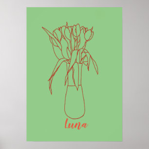 Poster Ilustração Original Da Linha Tulip Moderna Para El