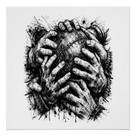 Pôster Ilustração Orkney Dark Art Ink – Mãos que Agarram
