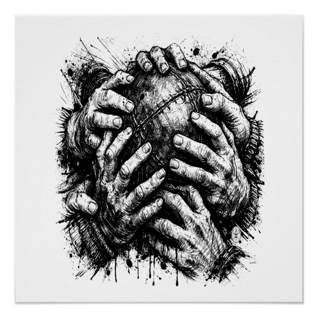 Pôster Ilustração Orkney Dark Art Ink – Mãos que Agarram (Frente)