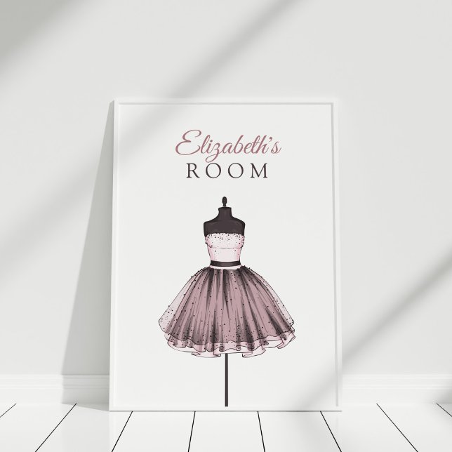 Poster Ilustração personalizada da moda, vestida em Manne (Custom Fashion Illustration, Dress on Mannequin Poster in a white frame)