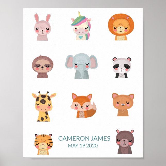 Poster Ilustração Personalizada de Animais Kawaii Zen Fof (Frente)