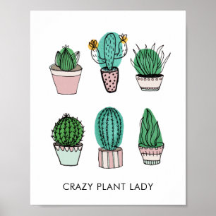 Poster Ilustração personalizada de suculentas de cactos