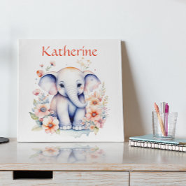 Poster Ilustração Personalizada de um Elefante Bebê Fofo