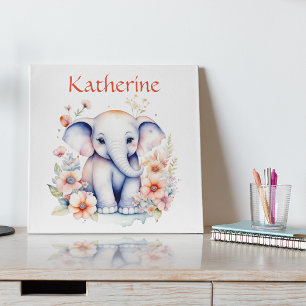 Poster Ilustração Personalizada Fofa de um Elefante Bebê