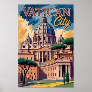 Poster Ilustração Pintura da Cidade do Vaticano Arte de V