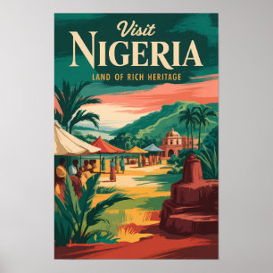 Poster Ilustração Pintura de Viagem de Arte Vintage da Ni
