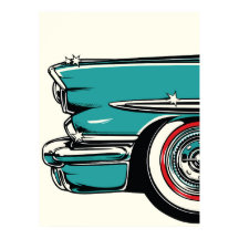 Ilustração Pop Art de Carro Esportivo Azul Turques