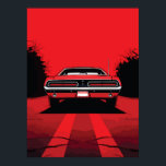 Poster Ilustração Pop Art de Traseira de Carro Musculoso<br><div class="desc">Impressão de Ilustração Pop Art da Parte Posterior de um Carro Musculoso Vermelho Clássico</div>