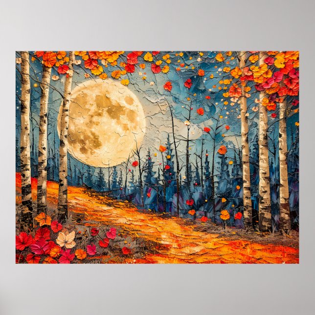 Poster ilustração por abstrato de aquarela da lua de chei (Frente)