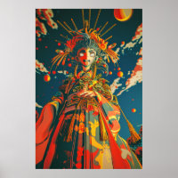 Ilustração Psicodélica De Alto Contraste Vibrante